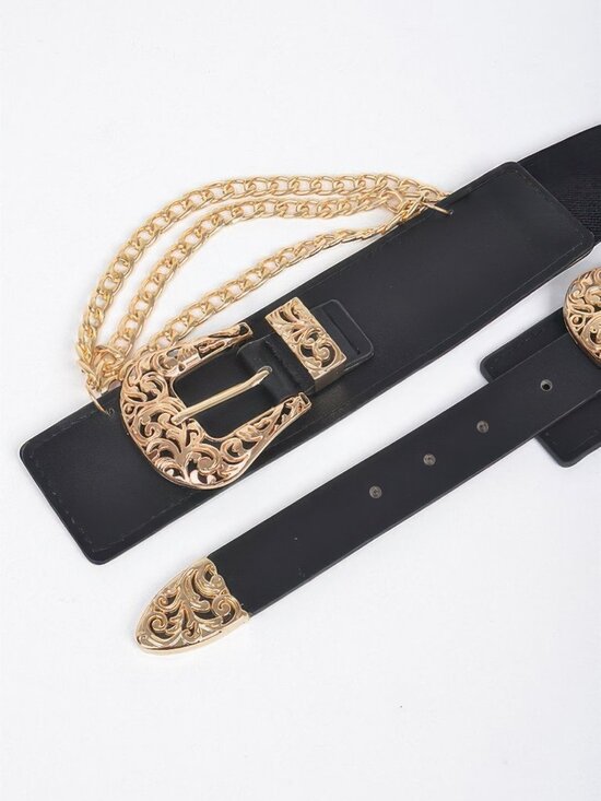 Multi Metal Chain Layered Stretch Belt main image 4